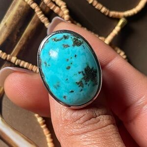 “BOHO” Exquisite Turquoise Ring in 925 Sterling Silver! Adjustable size
